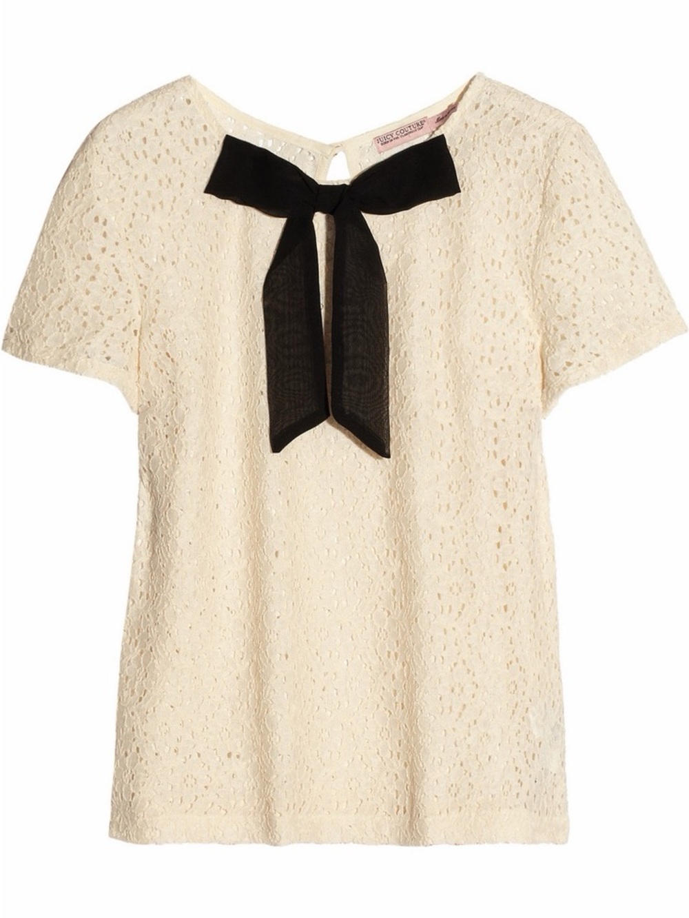 Juicy Couture Bow Accent Sheer Lace Top
